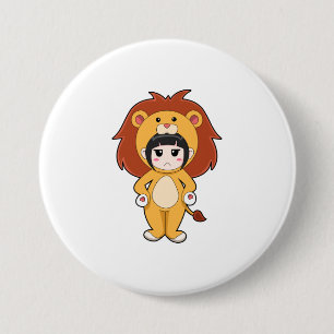 Child with Lion Costume Ronde Button 7,6 Cm