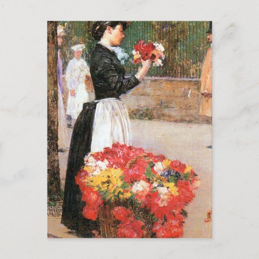 Childe Hassam - Bloemmeisje Briefkaart (Voorkant)