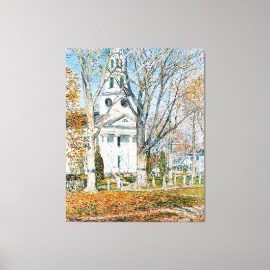 Childe Hassam, Kerk te Old Lyme, Canvas Afdruk (Voorkant)