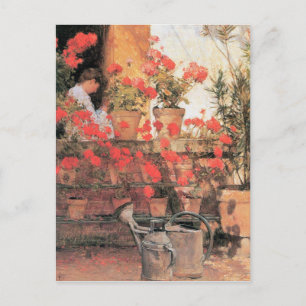Childe Hassam - Rode Geraniums Briefkaart
