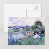 Childe Hassam - Vrouw lezen Briefkaart (Voorkant / Achterkant)