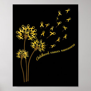 Childhood Cancer Awareness Paardenbloem Bloem Goud Poster