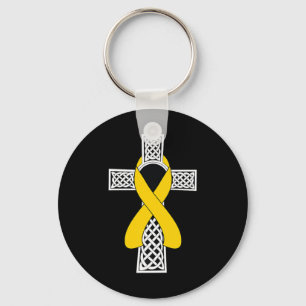 Childhood Cancer Awareness T-shirt Gold Ribbon Cel Sleutelhanger
