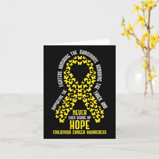 Childhood Cancer Ribbon Never Giving Up Hope Aware Kaart (Gele Bloem)