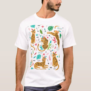 Childish Tribal Leopards Tropisch patroon T-shirt