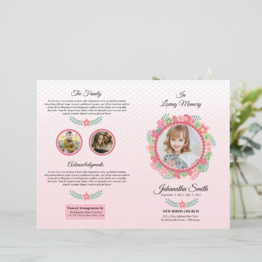 Children Funeral Program Template (Staand voorkant)