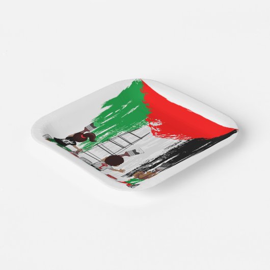 Children of Gaza Painting Palestine Flag Papieren Bordje (Gebogen)