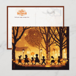 Children Trick or Treating on Halloween Night Briefkaart