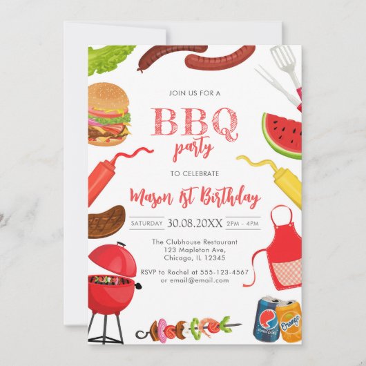 Children's BBQ Birthday Invitation (Devant)