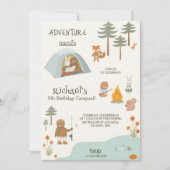 Children's birthday Invitation in camping vibes Kaart (Voorkant)