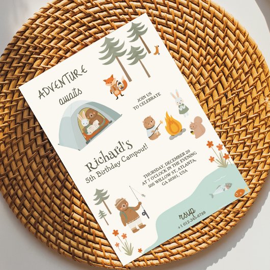 Children's birthday Invitation in camping vibes Kaart