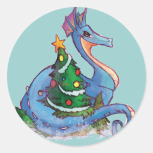 Children's Christmas Dragon-Stickers Ronde Sticker