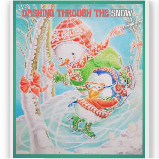 CHILDREN'S DASHING THROUGH THE SNOW STICKER (Voorkant)