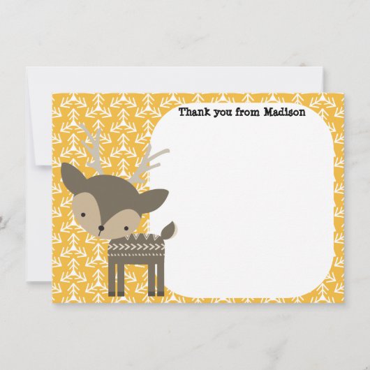 Children's Flat Panel Thank You Cartes Brown Deer (Devant)