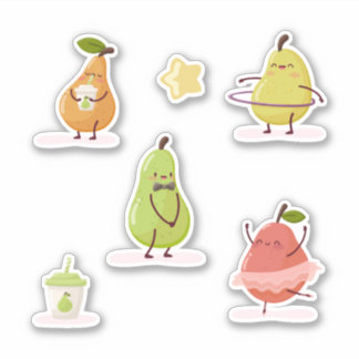 Children's group of fun pears sticker