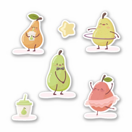 Children's group of fun pears sticker (Voorkant)