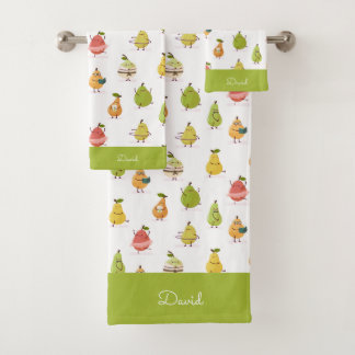Children's pattern of fun pears bad handdoek