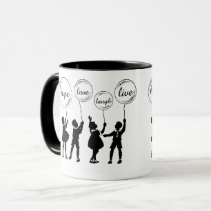 Childrens Silhouette Inspirerend woorden Balloons Mok