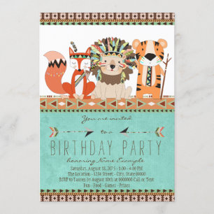 Childrens Tribal Boho Birthday Party Kaart