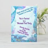 Child's Mermaid Birthday Double Sided Invitation (Debout devant)