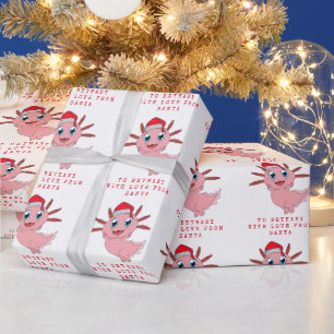 Childs naam Love of Santa Cute Axolotl Cadeaupapier