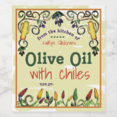Chile chili olijfolie gepersonaliseerde thuis inma wijn etiket (Enkel label)