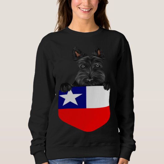 Chile Flag Scottish Terrier Dog In Pocket Trui (Voorkant)