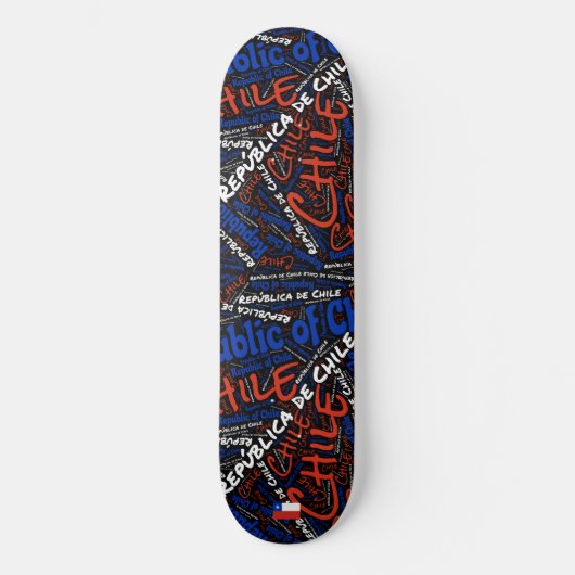 Chile National Pride Wordcloud Skateboard (Voorkant)