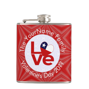 Chile Rode LOVE Vlag Gepersonaliseerd  Heupfles