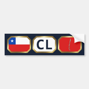 Chile Vlag Landkaart Code Bumpersticker
