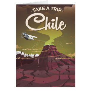 Chile vulkaan vintage reisposter