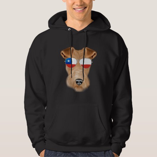 Chilean Flag Wire Fox Terrier Dog Chile Pocket Hoodie (Voorkant)