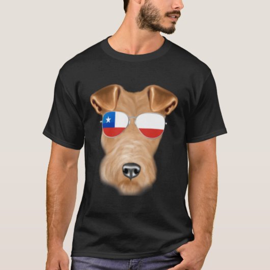 Chilean Flag Wire Fox Terrier Dog Chile Pocket T-shirt (Voorkant)