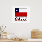 Chileanse vlag en naam in kleur poster (Keuken)