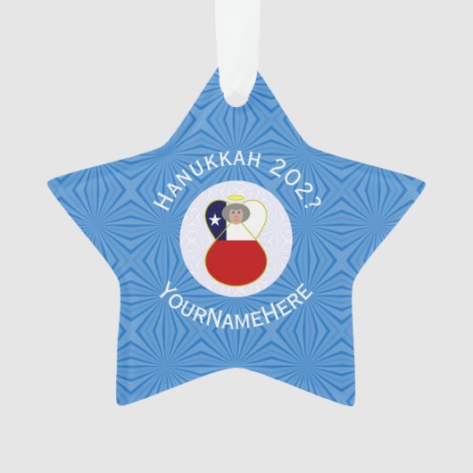 Chileense Angel Chanoeka Vlag gepersonaliseerd Ornament (voorkant)