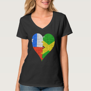 Chileense Jamaicaanse vlag hart T-shirt