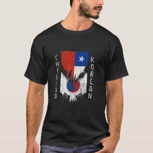 Chileense Koreaanse vlaggen gescheurd Chili Zuid-K T-shirt