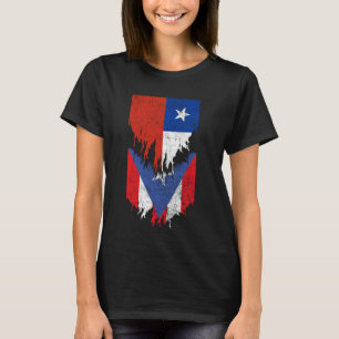 Chileense Puerto Ricaanse vlaggen gescheurd Chili  T-shirt