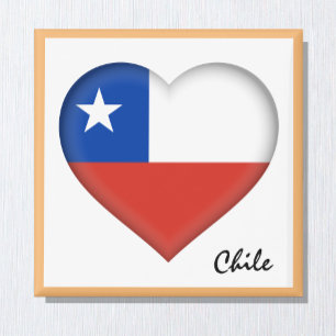 Chileense vlag en Chileense hartslag, vakantie/spo Magneet