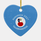 Chileense vlag Hanukkah Angel Abuela Naam Jaar Hea Keramisch Ornament (Voorkant)