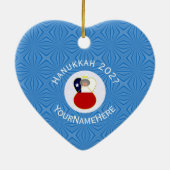 Chileense vlag Hanukkah Angel Abuela Naam Jaar Hea Keramisch Ornament (Achterkant)