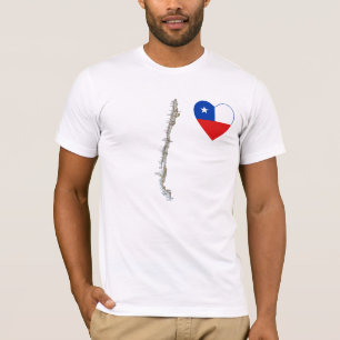 Chileense vlag — Hart en kaart T-Shirt