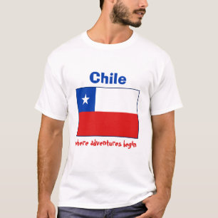 Chileense vlag + kaart + tekst T-shirt