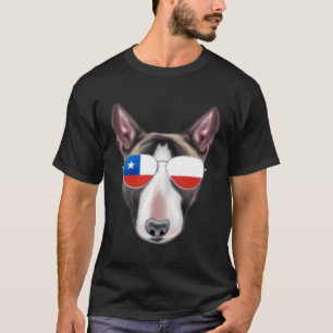 Chileense vlag Miniatuur Bull Terrier Hond Chili P T-shirt