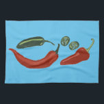 Chiles épicés jalapeno serviette de cuisine<br><div class="desc">Décorez votre cuisine avec cette serviette de plat jalapeno amusante et épicée. Fait un grand ménage ou un cadeau mariage! Vous pouvez le customiser et ajouter du texte. Consultez ma boutique pour plus de couleurs et de motifs !</div>