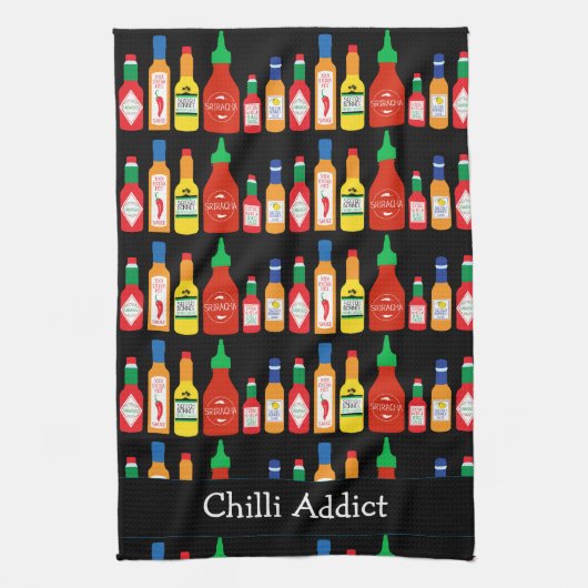 Chili Addict Chili Bottles Patroon Theedoek (Verticaal)