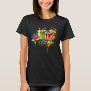 Chili & Bell Peppers Splatter Art T-shirt