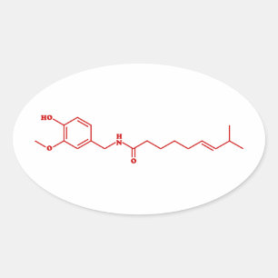 Chili Capsaicine Molecular Chemical Formule Ovale Sticker