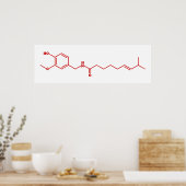 Chili Capsaicine Molecular Chemical Formule Poster (Keuken)