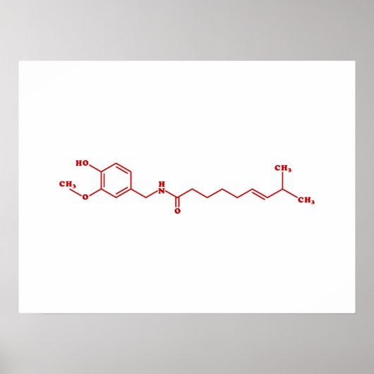 Chili Capsaicine Molecular Chemical Formule Poster (Voorkant)